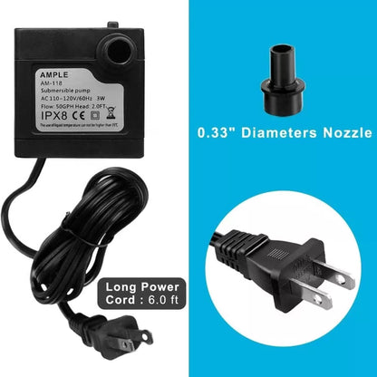 DOMICA 3W 50GPH Mini Submersible Water Pump, Small Fountain 50 GPH 3W, Black [4]