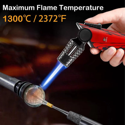 DOUBFIVSY Butane Torch Lighter, 60° Rotatable Refillable Kitchen Cooking Red [5]