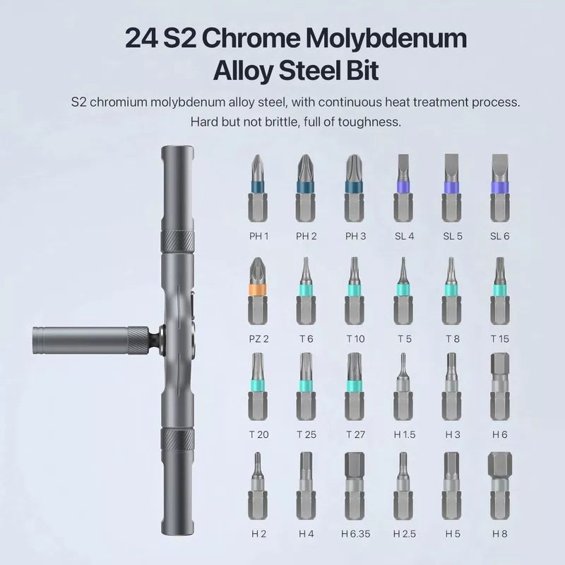 DYLIFE 24 in 1 Magnetic Screwdriver Set, DIY Ratchet Mini 24 In 1, Black Gray [2]