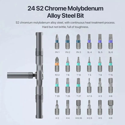 DYLIFE 24 in 1 Magnetic Screwdriver Set, DIY Ratchet Mini 24 In 1, Black Gray [2]