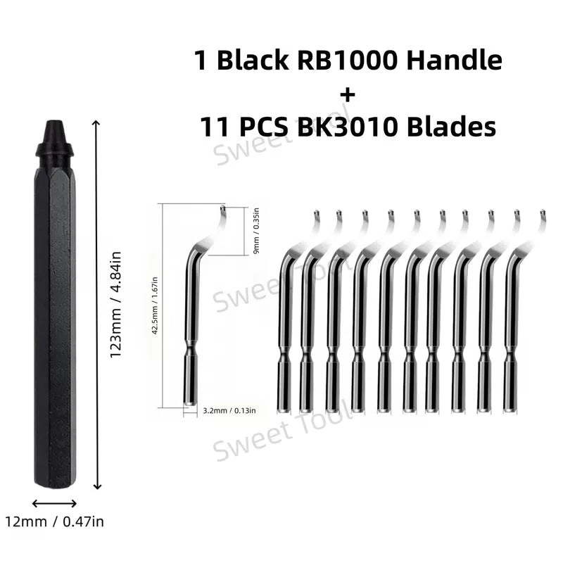 Deburring Tool Metal Handle with 1/10/11 Swivel Blades Burr Removal Reamer Tool for Plastic Metal Copper PVC Resin 3D Printing [15]