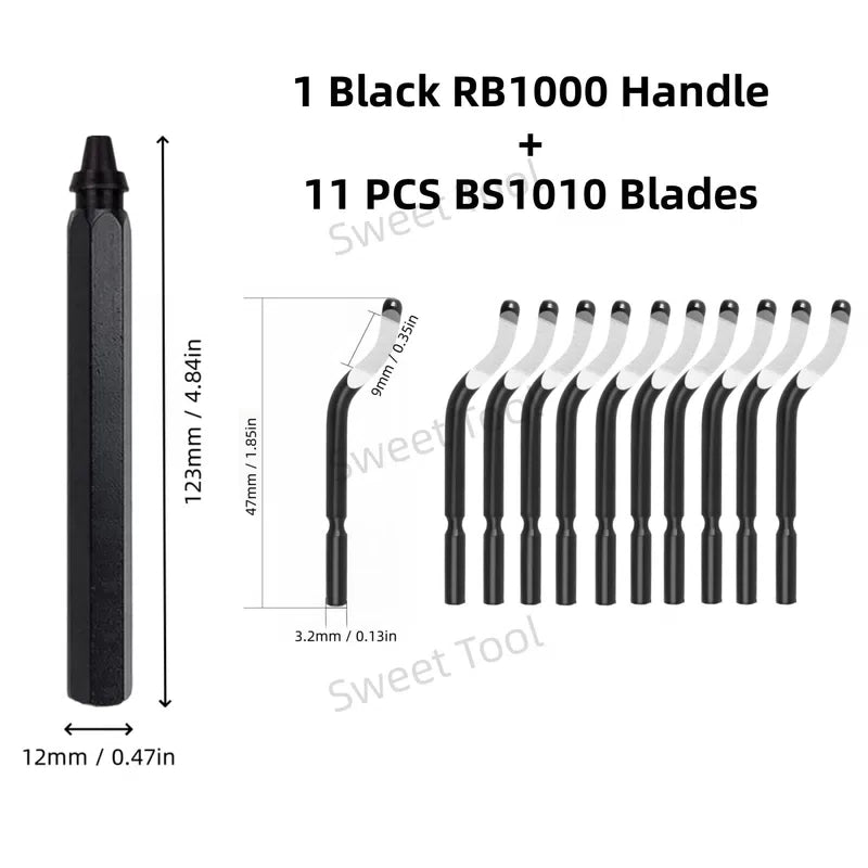 Deburring Tool Metal Handle with 1/10/11 Swivel Blades Burr Removal Reamer Tool for Plastic Metal Copper PVC Resin 3D Printing [16]