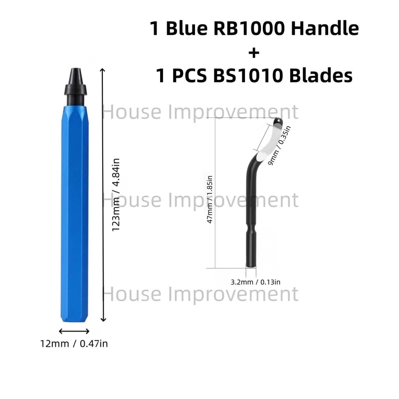 Deburring Tool Set with 11pcs High Speed Steel Swivel Blades Burr Removal Tool for Metal Resin PVC Pipes Copper Plastic Aluminum [10]