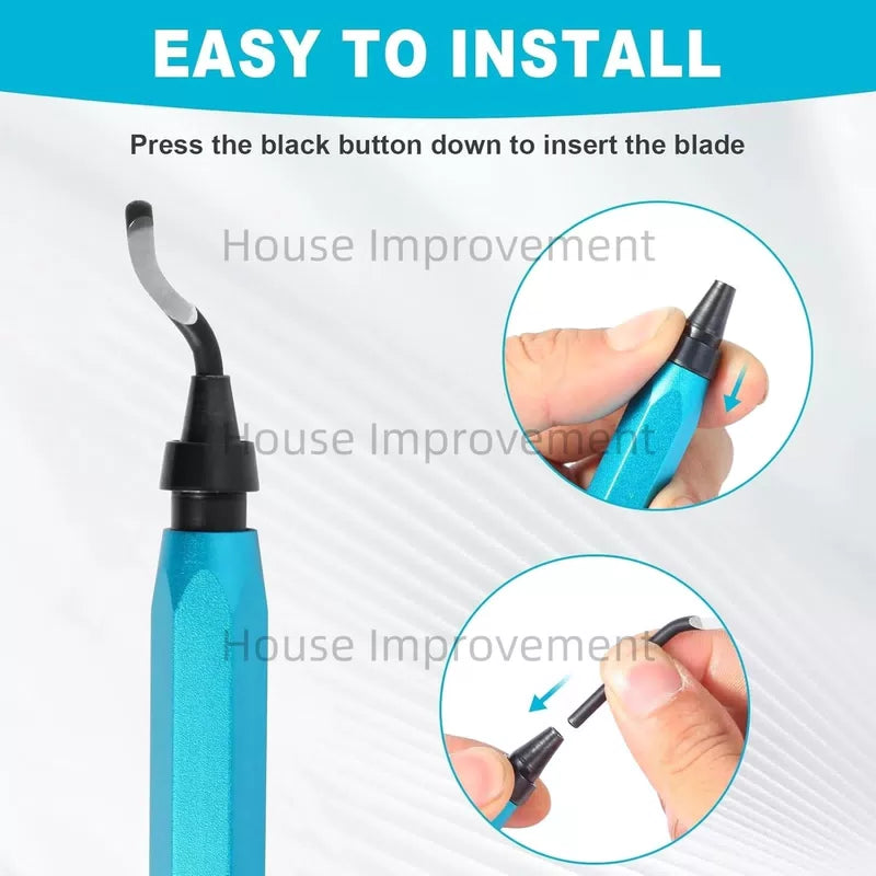 Deburring Tool Set with 11pcs High Speed Steel Swivel Blades Burr Removal Tool for Metal Resin PVC Pipes Copper Plastic Aluminum [3]