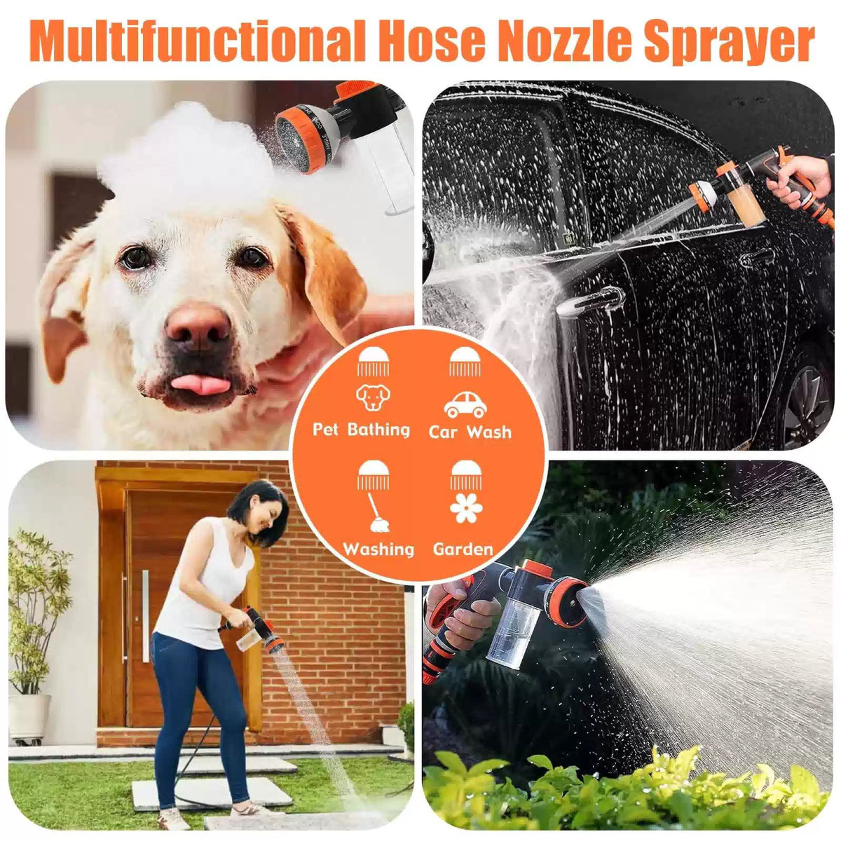 Dog Washing Hose Attachment for Pet Bathing with 2m/79inches Hose, Black [7]