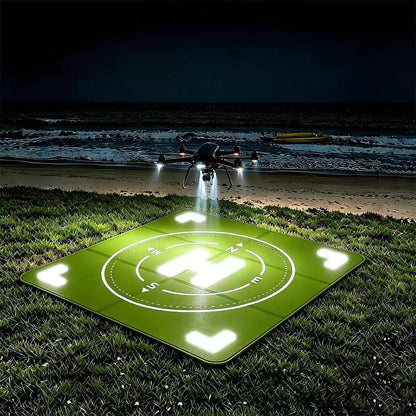Drone Landing Pad Weighted, Foldable Launch 26-inch square, Blue/Green [8]