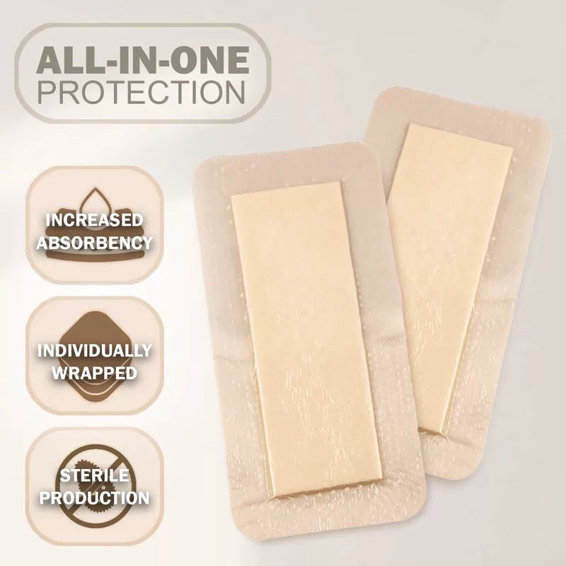 EVERLIT Care Silicone Foam Dressing with Adhesive 2" x 5" | 10 Pack, White [4]