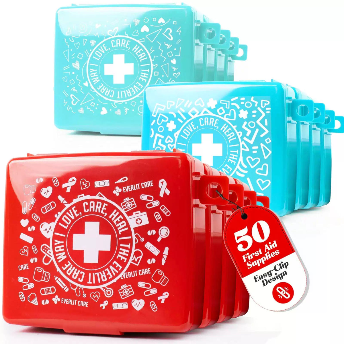 EVERLIT Pocket-Aid Mini First Aid Kit | Compact, 12 Packs | 600 Pcs, Assorted [1]