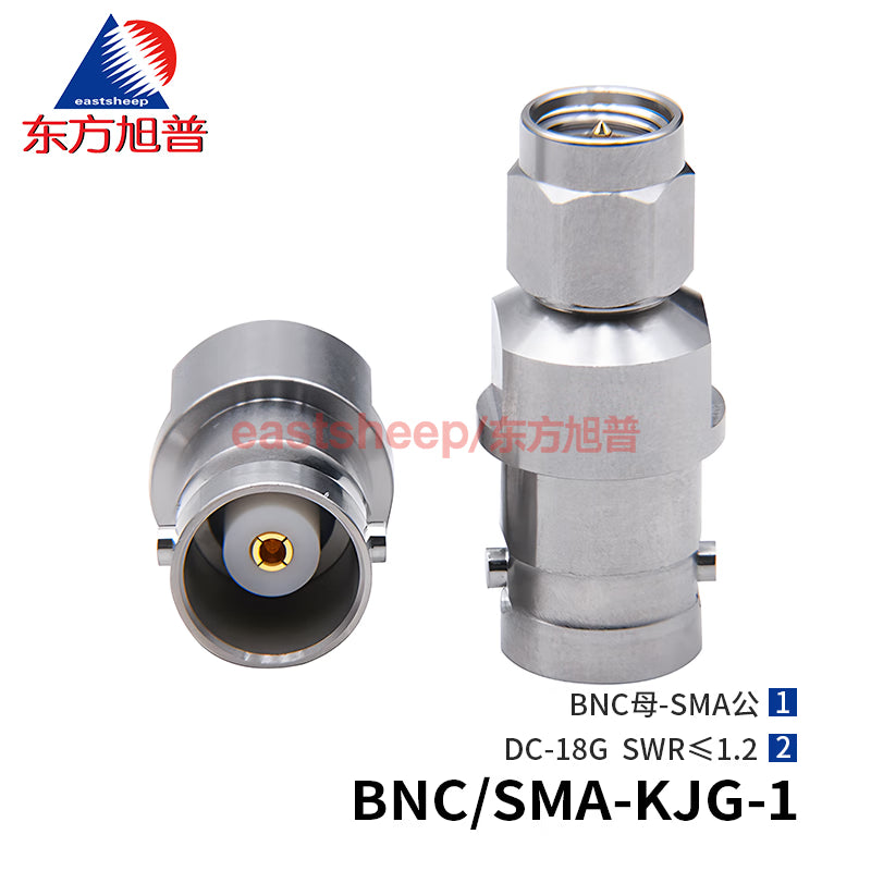 Eastsheep High Frequency Test Adapter, Stainless Steel BNC Female to SMA Male RF Adapter DC-18G BNC/SMA-KJG-1, 1 piece per pack [1]
