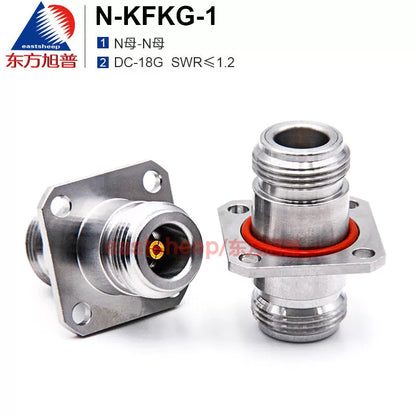 Eastsheep N-KFKG-1 High Frequency Adapter, Stainless Steel N-Female to N-Female, Flange Fixed, 0-18G, 1 piece per pack [1]