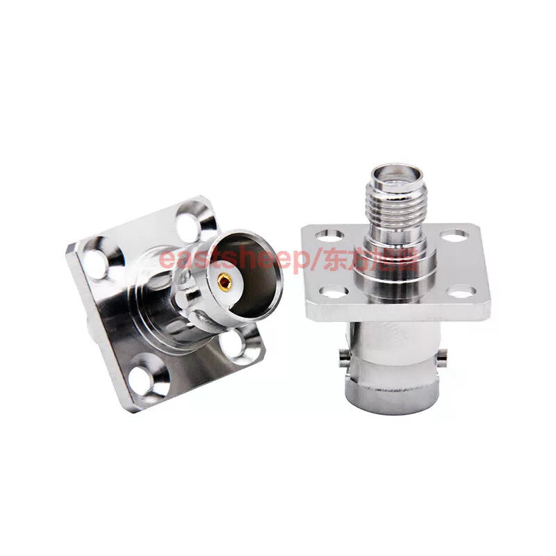 Eastsheep RF Adapter BNC/SMA-KFK-1, BNC female to SMA female, 4-hole flange panel mounting, 4G, 2-pack [2]
