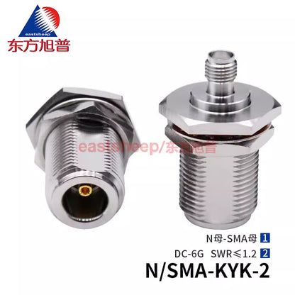 Eastsheep RF Adapter N/SMA-KYK-2 (N Female to SMA Female) with Waterproof Ring and Chassis Mounting, 6G, 1 piece. [1]