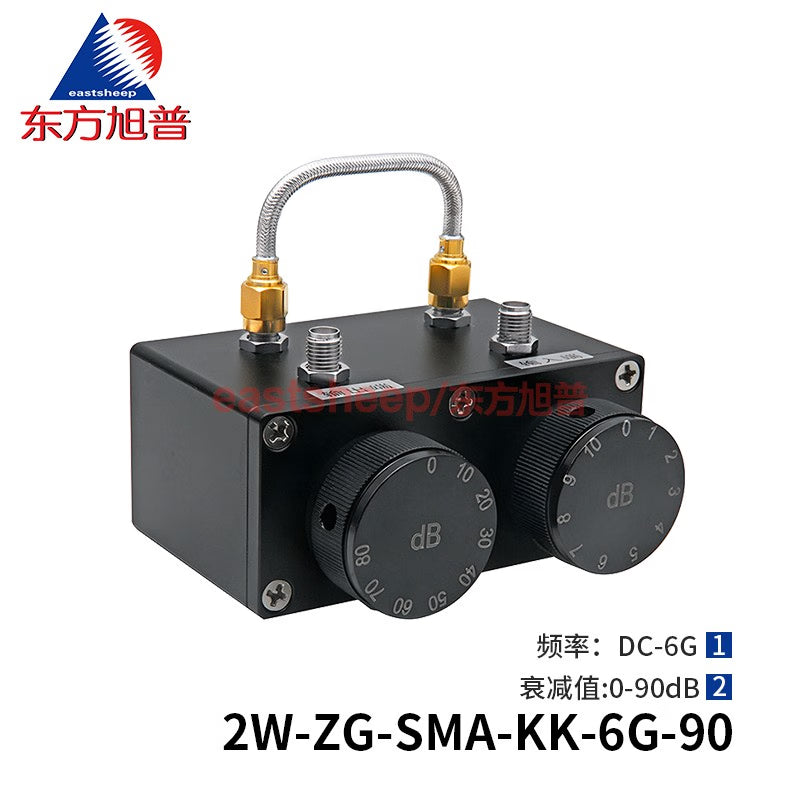 Eastsheep RF Adjustable Step Attenuator 2W Rotary Drum Dual Knob Type SMA-KK Female 0-90dB DC-6G 2W-ZG-SMA-KK-6-90 [1]