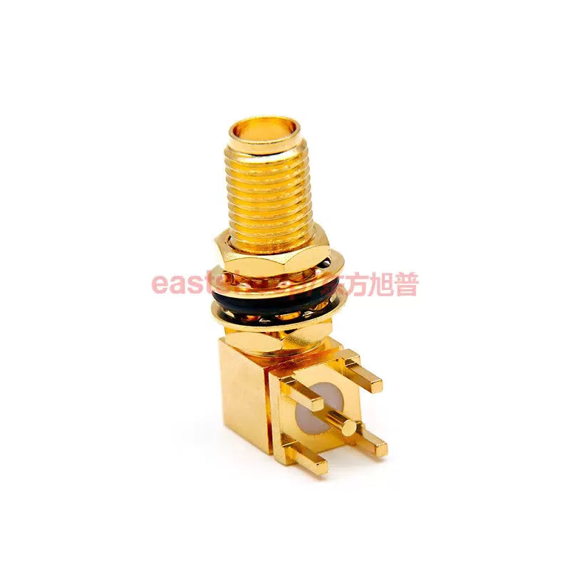Eastsheep RF Connector SMA Right Angle Socket, SMA-KYWHD2, Integrated Type, 17mm Thread, PCB Panel Base, 12G [4]