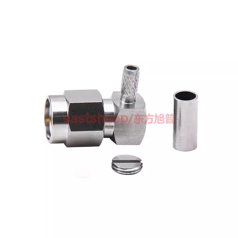 Eastsheep RF Connector, Stainless Steel SMA Right-Angle Male Connector, Solder-Press Type, SMA-C-JWG-1.5, Matches RG316/RG174 Cables [3]