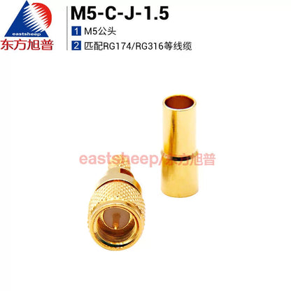 Eastsheep RF connector M5-C-J-1.5 M5 male, L5-C-J-1.5, compatible with RG174/RG316/etc. cables, DC-2G. [1]