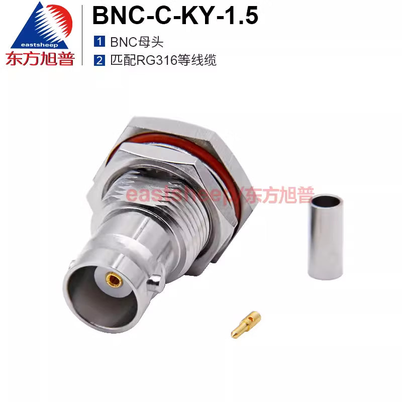 Eastsheep RF connector, BNC female solderable type, BNC-C-KY-1.5 waterproof ring, suitable for RG316/RG174 cables. [1]