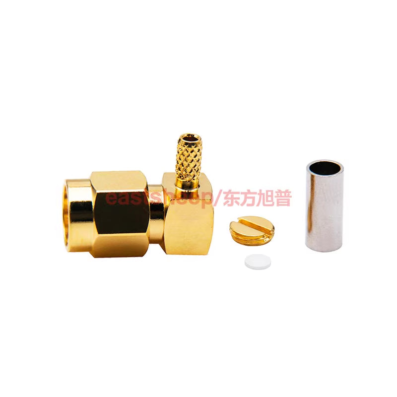 Eastsheep RF connector, SMA right-angle male, solder-press type, SMA-C-JW-1.5 DC-6G, compatible with RG316 coaxial cable. [3]