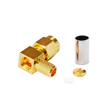 Eastsheep RF connector, SMA right-angle male, solder-press type, SMA-C-JW-3 DC-6G, compatible with RG142 coaxial cable. [2]