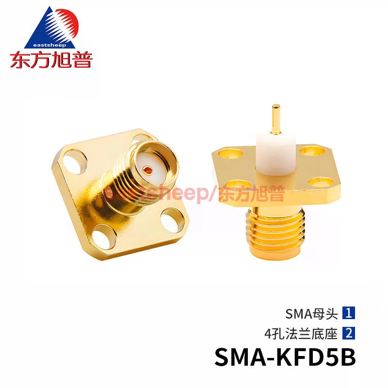 Eastsheep SMA-KFD5B RF Connector, Female Coaxial Connector, 4-Hole Flange Housing Mount, 1 Piece [1]