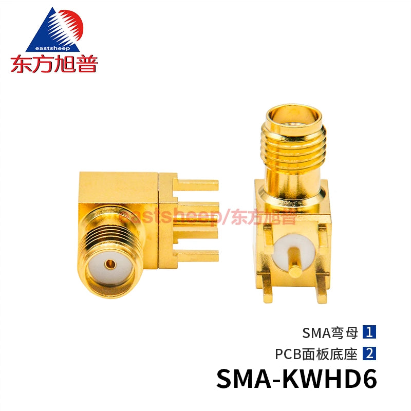 Eastsheep SMA-KWHD6 RF Connector, SMA Right-Angle Coaxial Adapter, DC-18G PCB Panel Mounting Base (1 piece) [1]