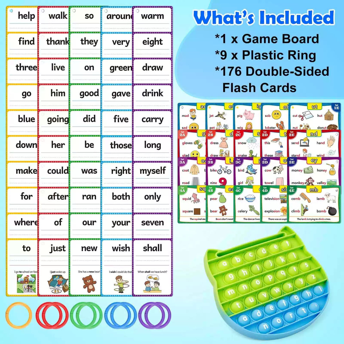 Edulok Sight Word Flash Cards Kindergarten, Small, Multicolor [3]