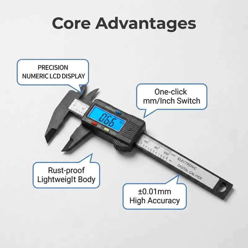Electronic Caliper Digital Pachometer Plastic Big Screen Thickness Gauge Woodworking Tool Measuring Instruments Vernier Calipers [3]