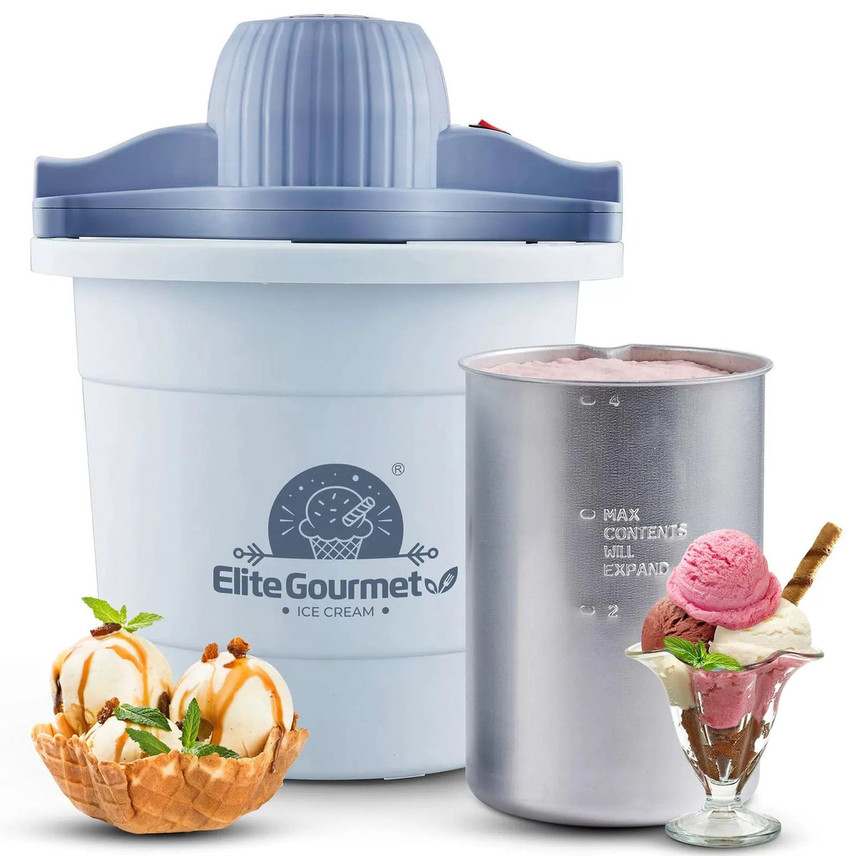 Elite Gourmet 4Qt Electric Ice Cream Maker EIM350 4 Quart, Periwinkle [1]