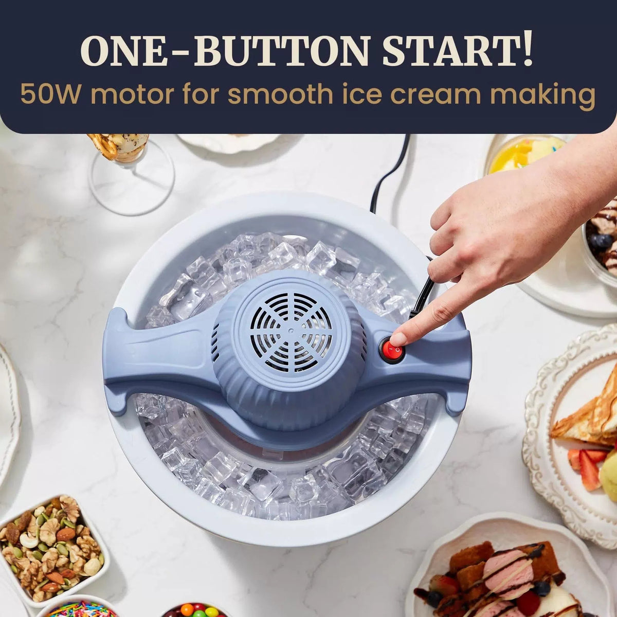 Elite Gourmet 4Qt Electric Ice Cream Maker EIM350 4 Quart, Periwinkle [4]