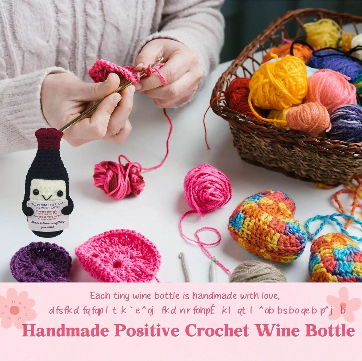 Emotional Support Crochet 2 inches x 3 x 4 inches, Red Wine-remind [3]