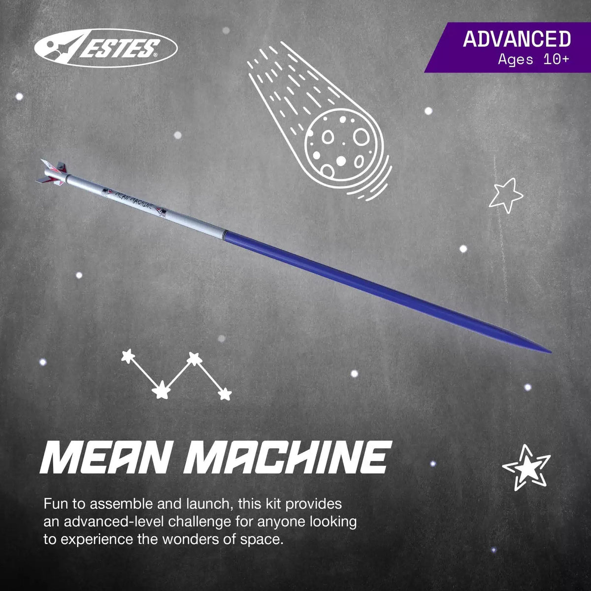 Estes 1295 Mean Machine Rocket-Building Kit, Advanced 80 inches, Multi [2]