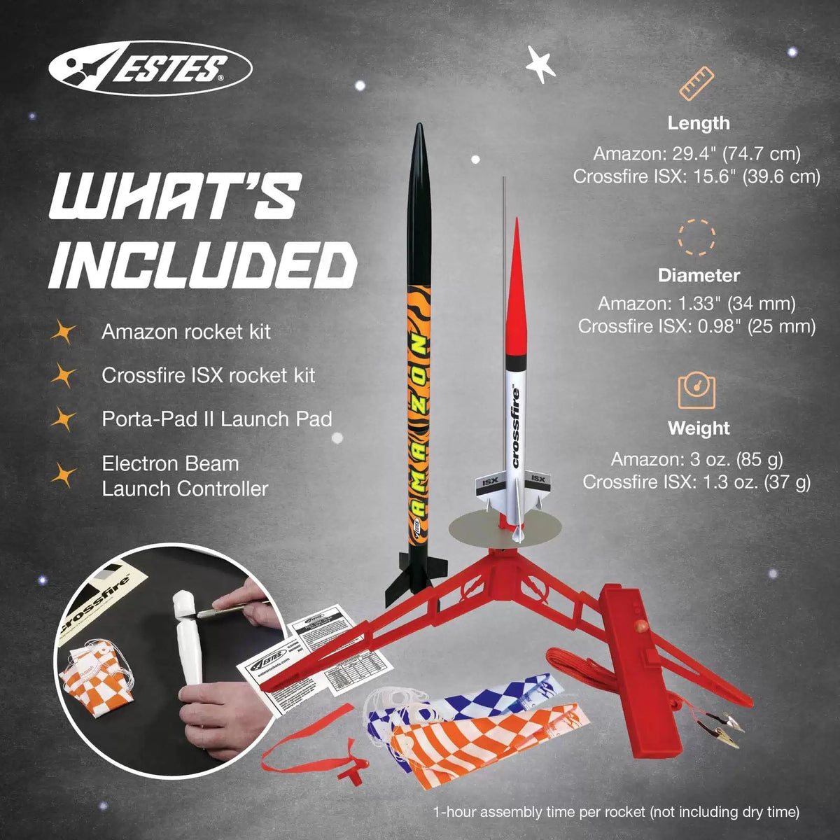 Estes 1469 Tandem X Rocket-Building Kit, Beginner 30 inches, Orange [3]