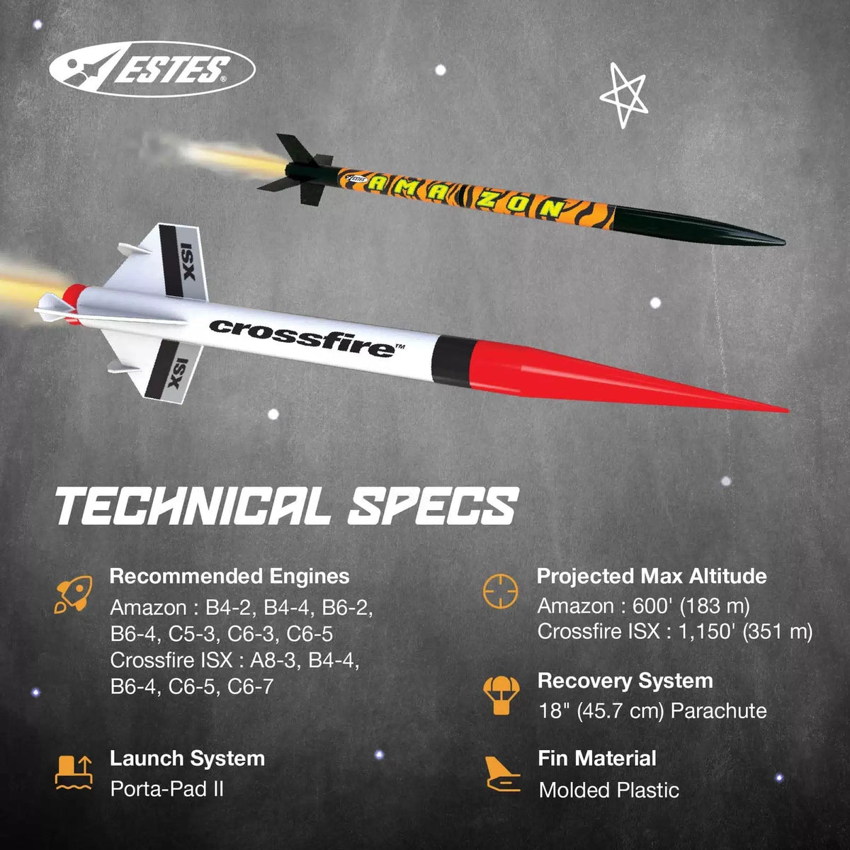 Estes 1469 Tandem X Rocket-Building Kit, Beginner 30 inches, Orange [5]