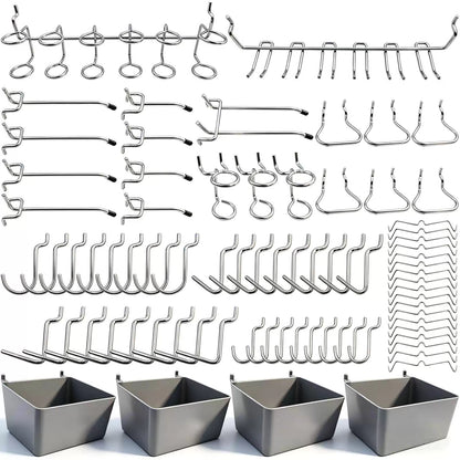 FRIMOONY Pegboard Hooks Assortment with Bins, Peg Locks, for Silver [1]