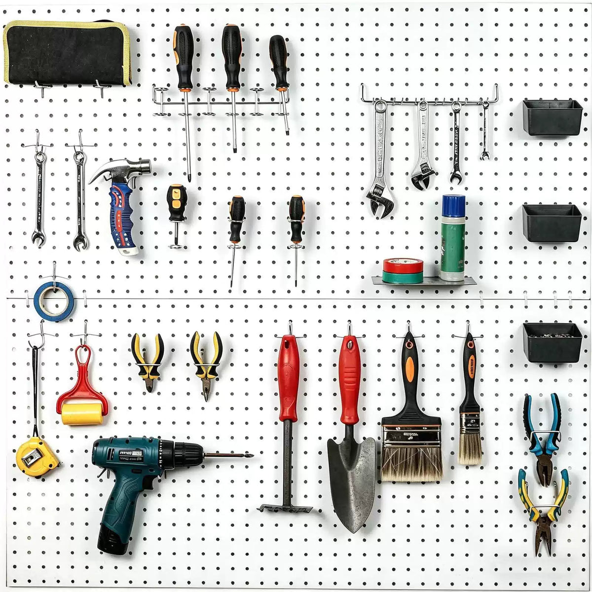 FRIMOONY Pegboard Hooks Assortment with Bins, Peg Locks, for Silver [8]