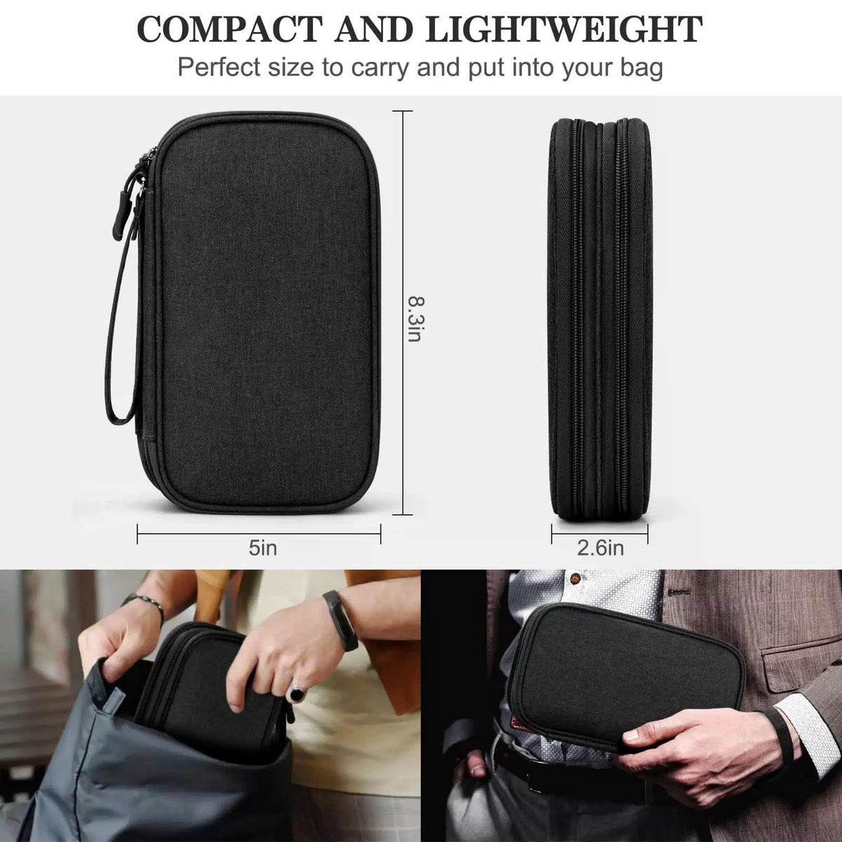 FYY Electronic Organizer, Travel Cable Organizer Bag Pouch Medium, Black [2]