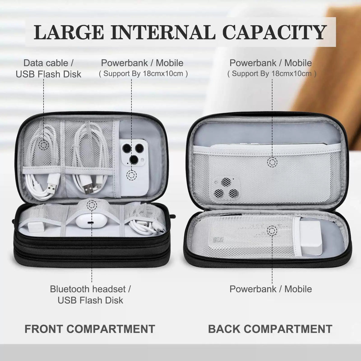 FYY Electronic Organizer, Travel Cable Organizer Bag Pouch Medium, Black [3]