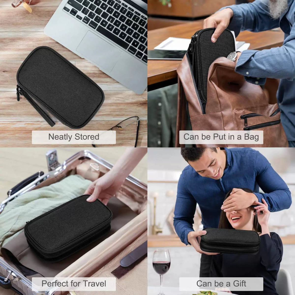 FYY Electronic Organizer, Travel Cable Organizer Bag Pouch Medium, Black [7]