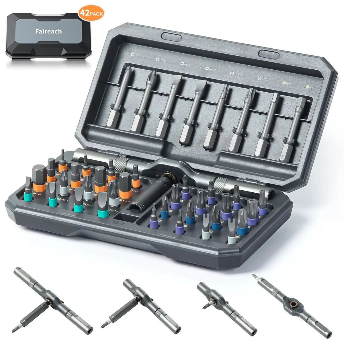 Faireach 42 in 1 Magnetic Screwdriver Set, DIY Ratchet Medium, 42 1-gray [1]