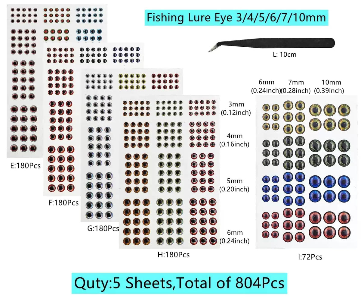 Fish Eyes for Lures Making - Small and Large Fishing Lure Eye 3mm 4mm color [2]