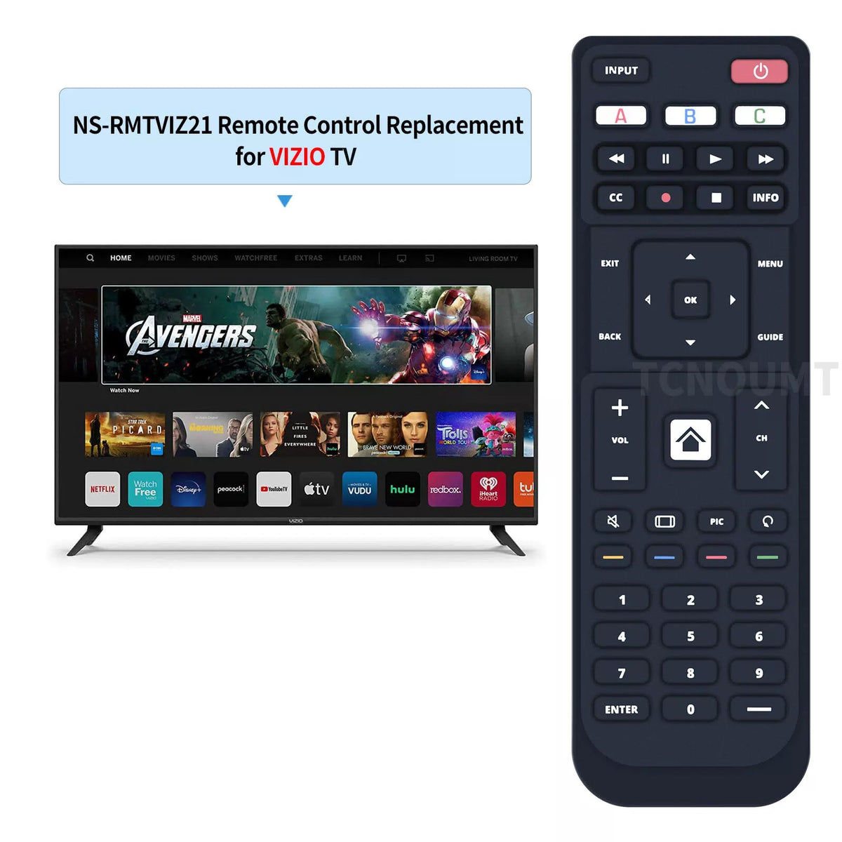 For Insignia NS-RMTVIZ21 Replacement Remote Control For Vizio TVs Black [2]