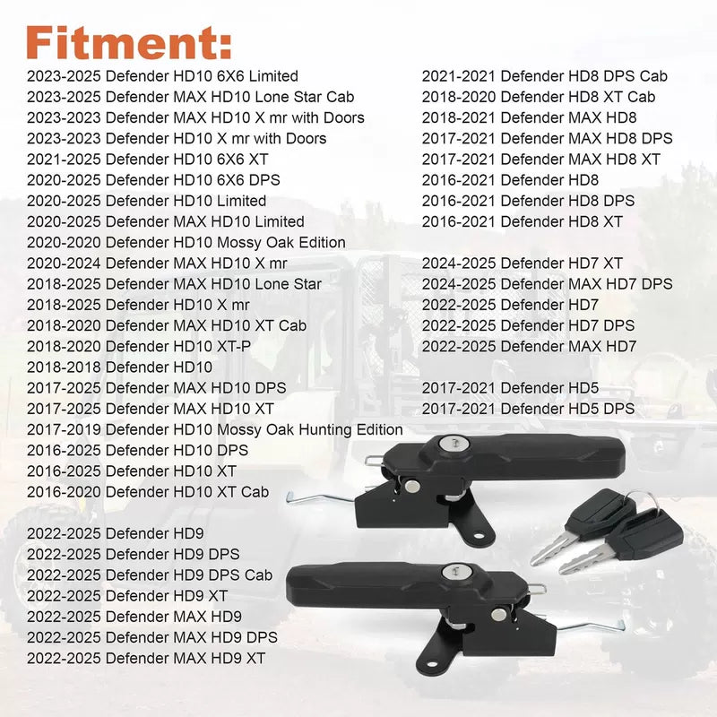 Front Deluxe Door Handle Lock Pair for Can-Am Defender 715009951 [3]
