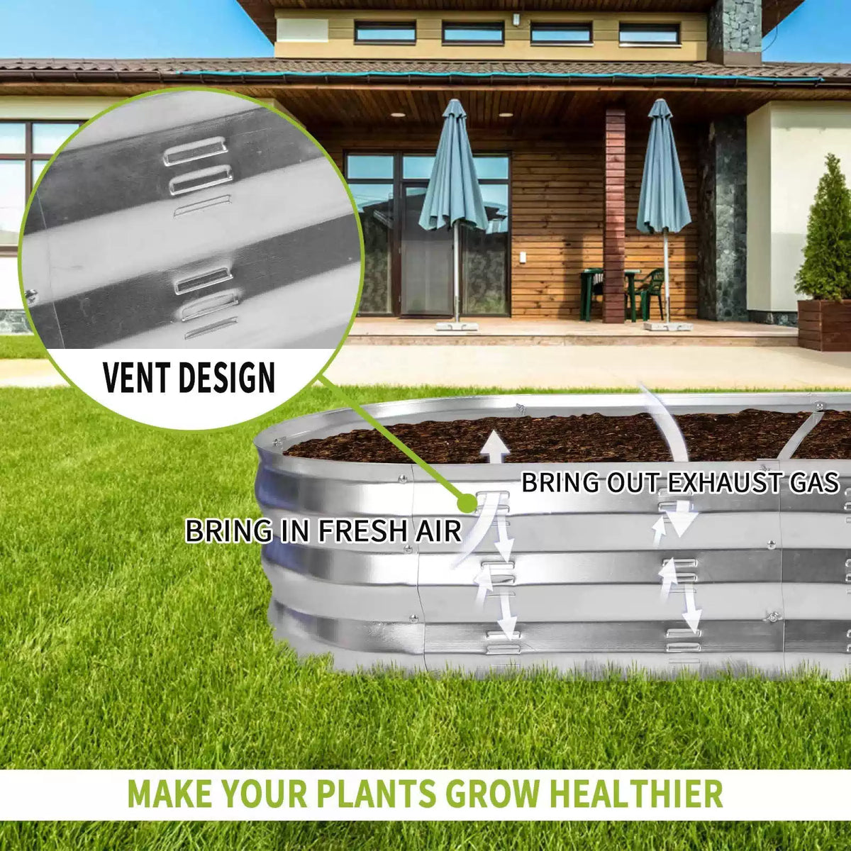 GADI 67-Inch Galvanized Raised Garden Bed, 67"L x 20"W x10"H, Color A- Silver [5]