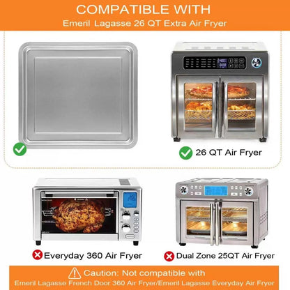 GCQ Air Fryer Tray for Emeril Lagasse 12.5''×11.3'' 26 QT, Silver [4]