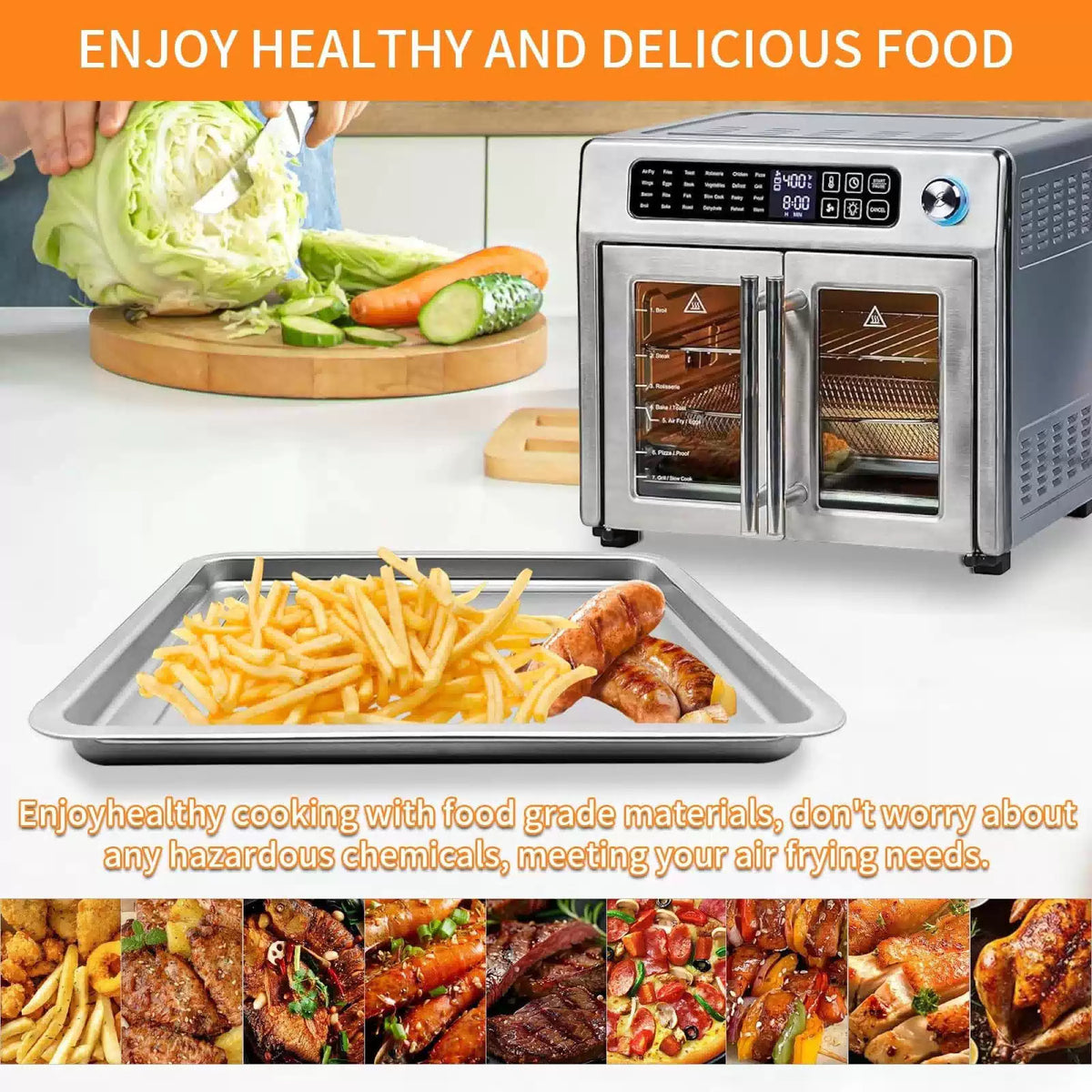 GCQ Air Fryer Tray for Emeril Lagasse 12.5''×11.3'' 26 QT, Silver [9]