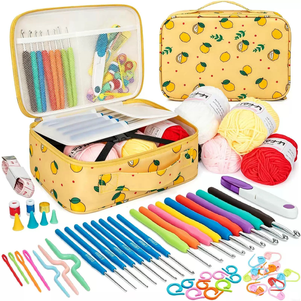 GMAK Crochet Kit for Beginners Adults, 59 PCS 1 Layer, Yellow Lemon [1]