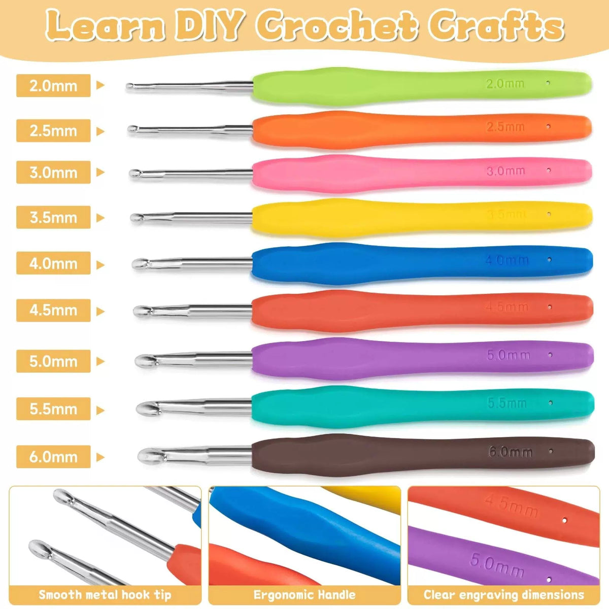 GMAK Crochet Kit for Beginners Adults, 59 PCS 1 Layer, Yellow Lemon [6]