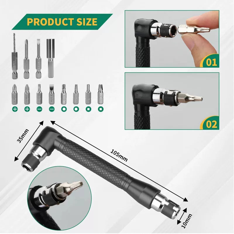 GRENPRO 19 Pcs Flexible Drill Bit Extension Kit, Includes 19PCS-Black, Black [2]