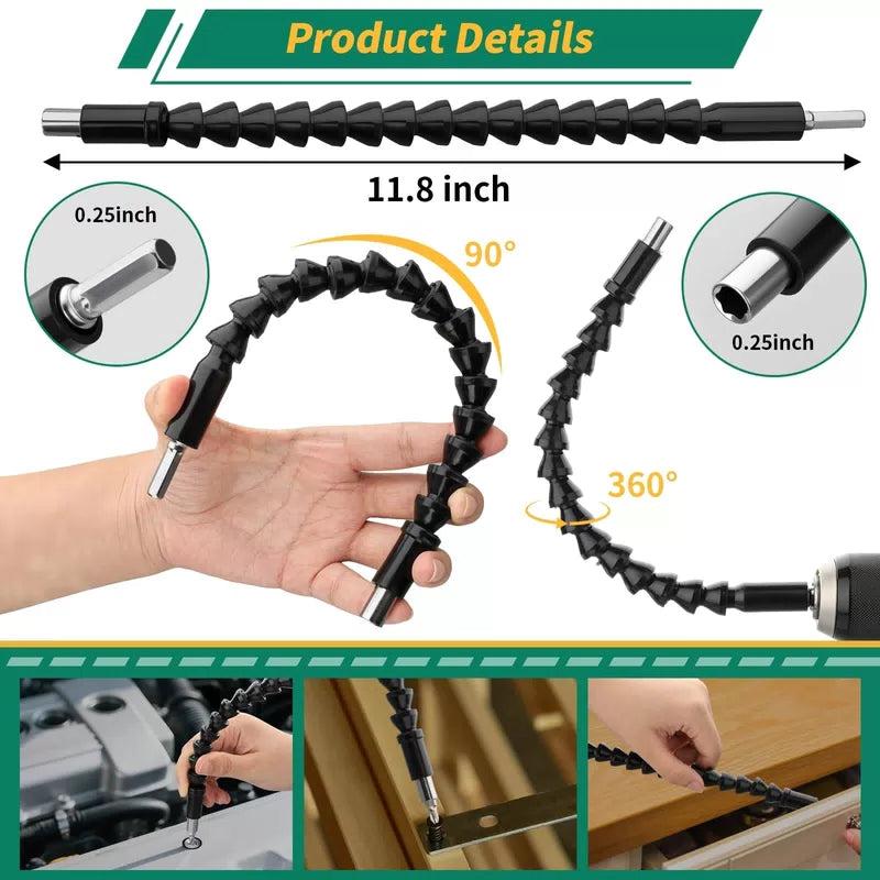GRENPRO 19 Pcs Flexible Drill Bit Extension Kit, Includes 19PCS-Black, Black [6]