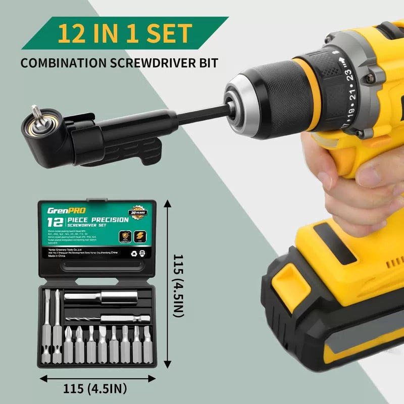 GRENPRO 19 Pcs Flexible Drill Bit Extension Kit, Includes 19PCS-Black, Black [7]